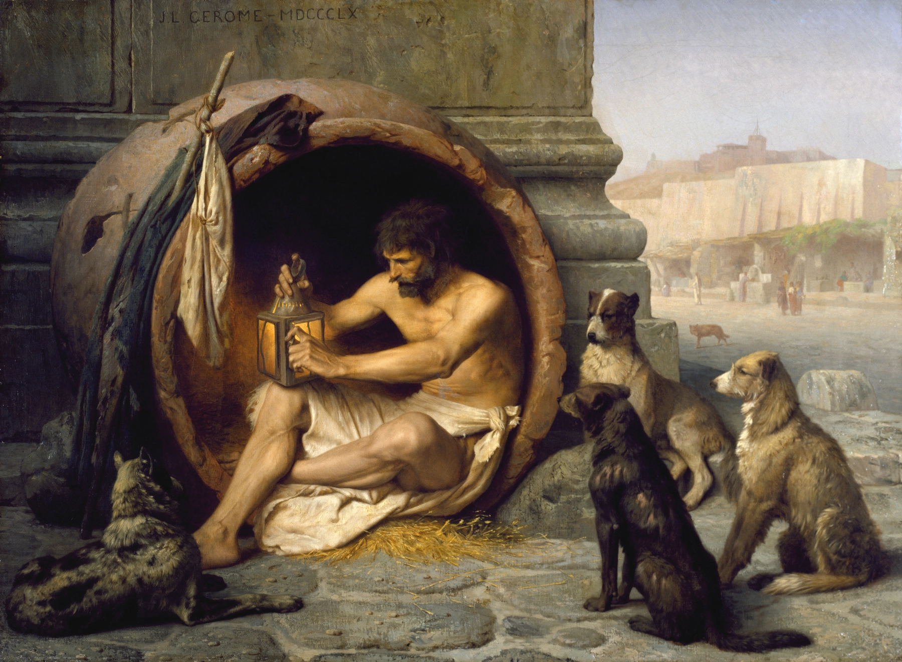 Diogenes sitting in his tub (Jean-Léon Gérôme, 1860)